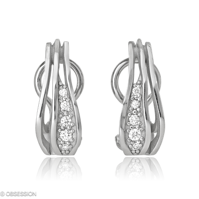 Ohrclip Himalaja in Weissgold mit 10 Brillant FG, vs1-vs2