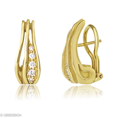 Ohrclip Himalaja in Gelbgold mit 10 Brillant H si