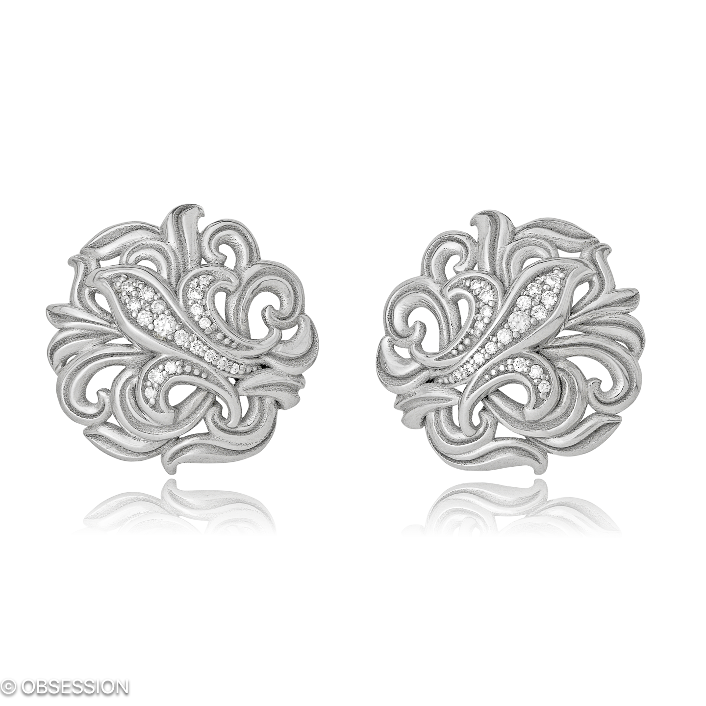 Lilly Rose Ohrclip in Weissgold