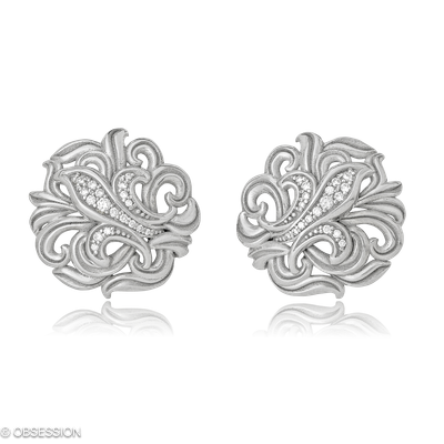 Lilly Rose Ohrclip in Weissgold