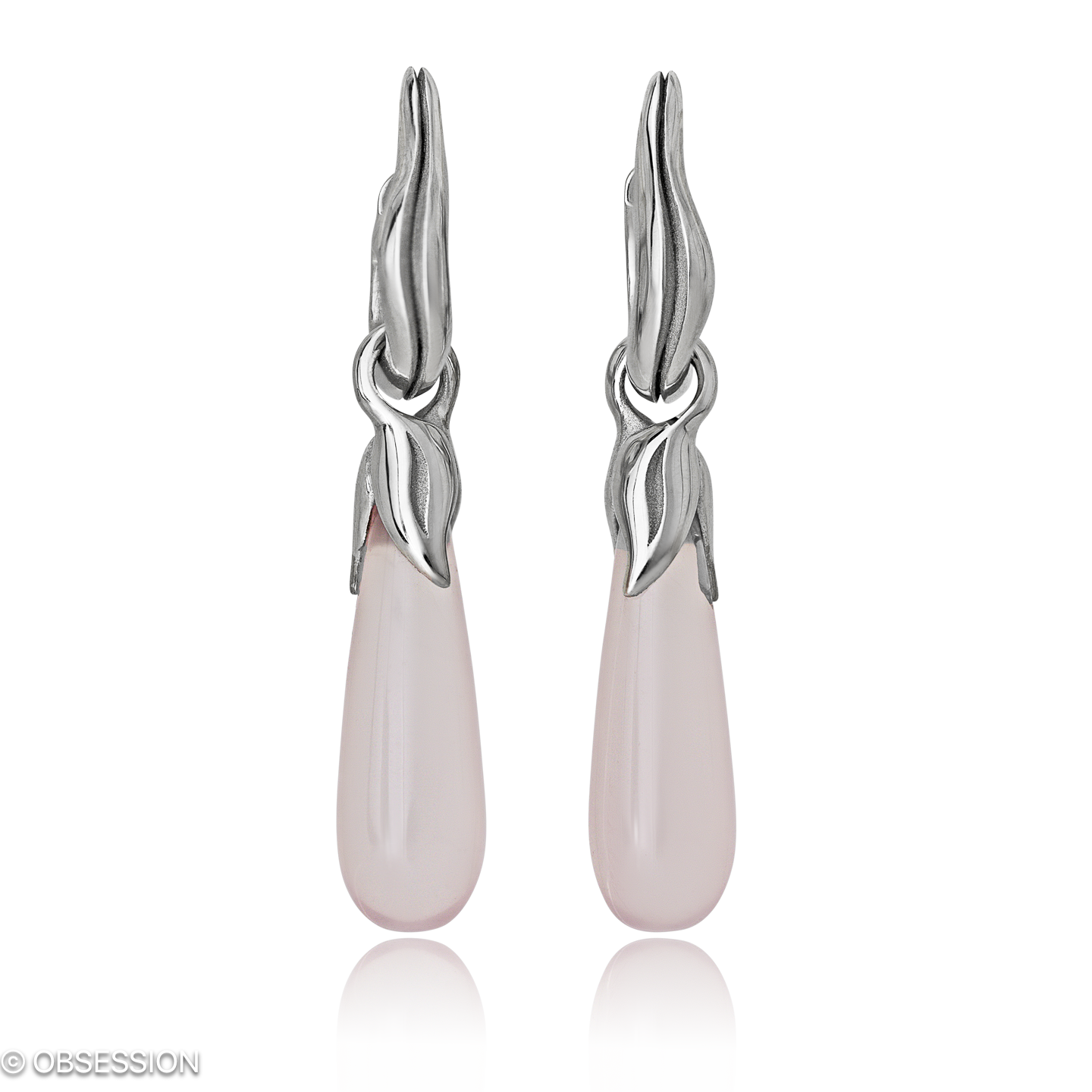 Kreole mit Einhänger, Mermaid mit Rosenquarz