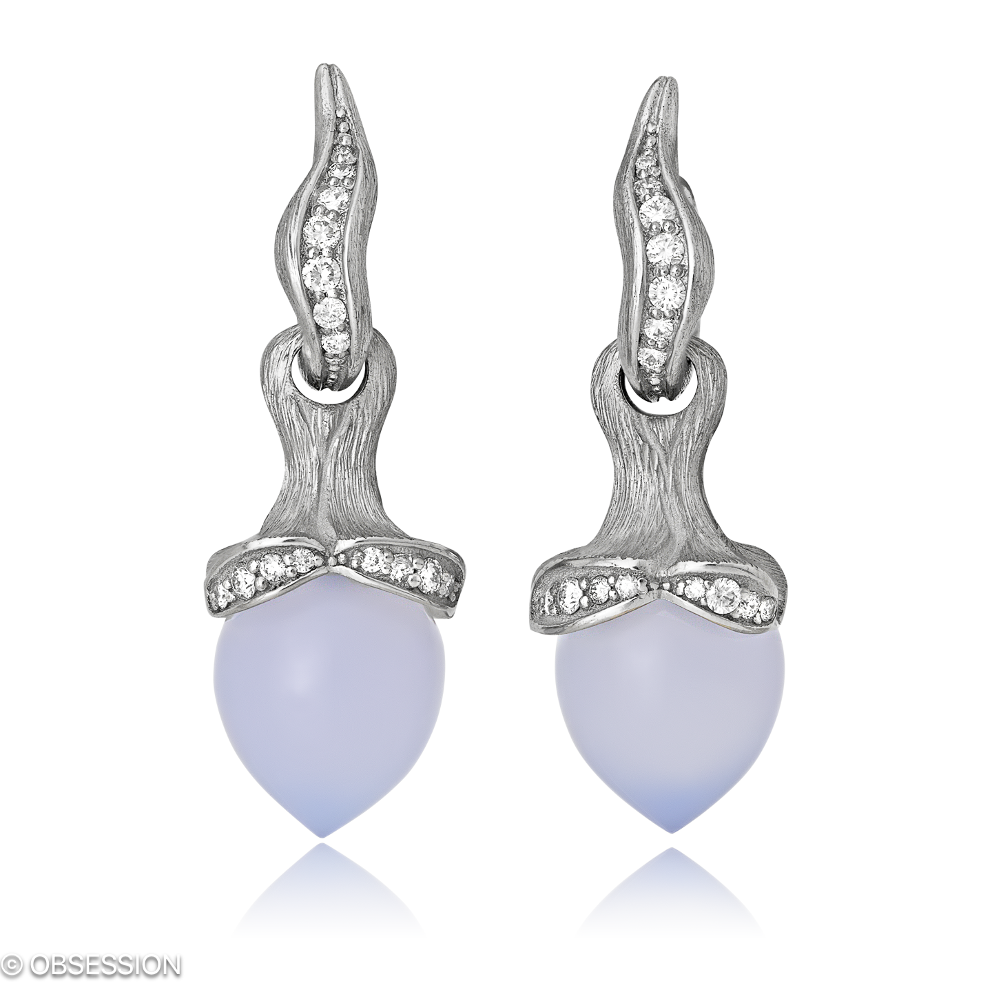 Mermaid Kreole mit Einhänger in Weissgold