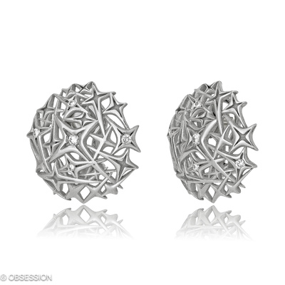 Ohrclip Milchstrasse in Weissgold mit 10 Brillant FG, vs1-vs2