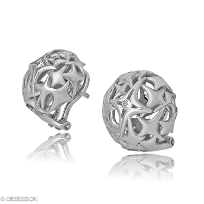 Ohrclip Milchstrasse in Weissgold mit 2 Brillant FG, vs1-vs2
