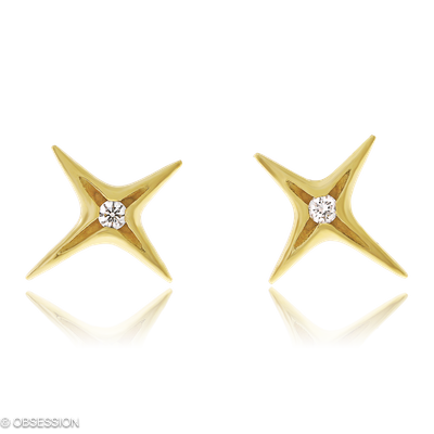 Ohrstecker Milchstrasse in Gelbgold mit 2 Brillant FG, vs1-vs2