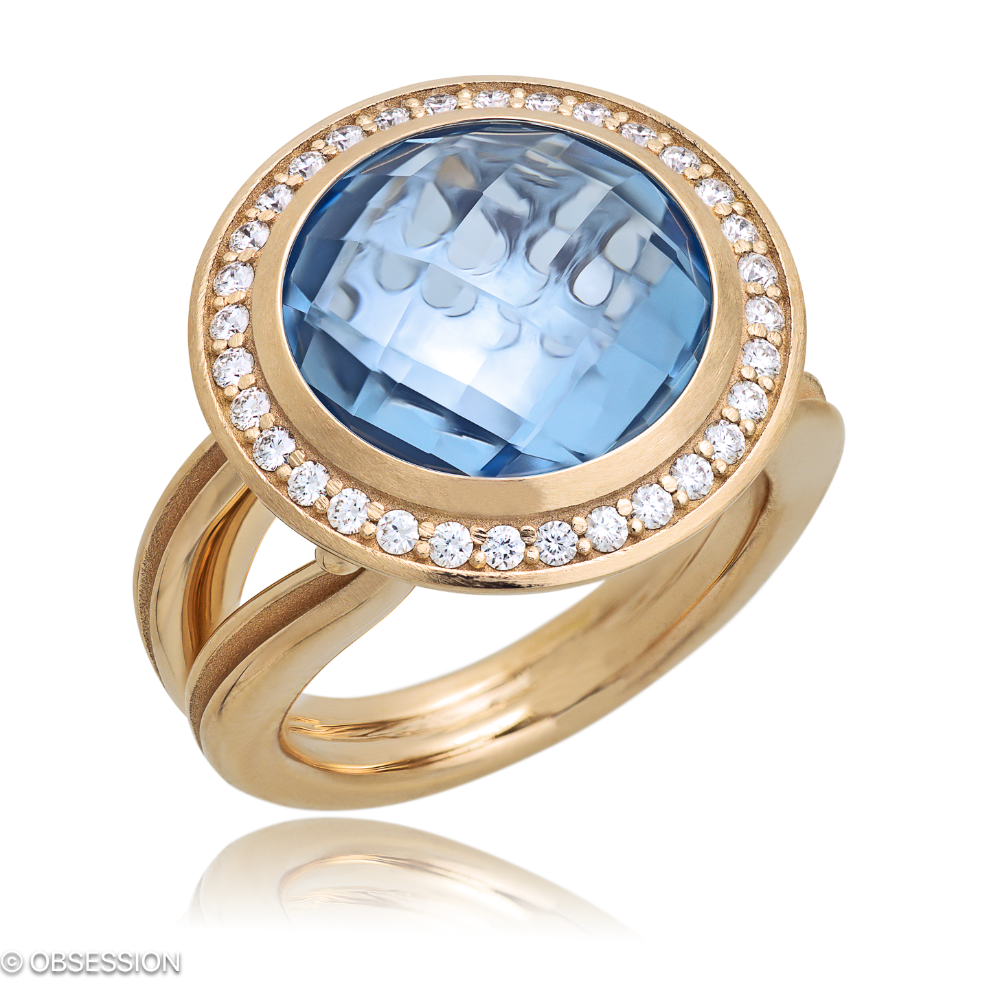 Fatima Cocktailring in Rotgold, mit einer Ringbreite von 19mm und einer Ringgrösse von 52