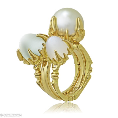 Cocktailring Gremlin in Gelbgold mit 2 Brillant FG, vs1-vs2