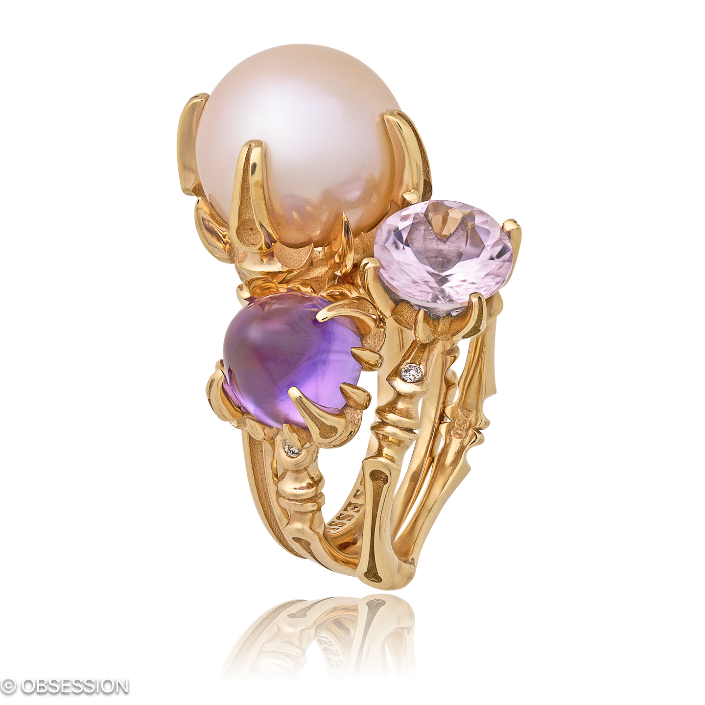 Gremlin-Baby Cocktailring in Rotgold, mit einer Ringbreite von mm und einer Ringgrösse von 52