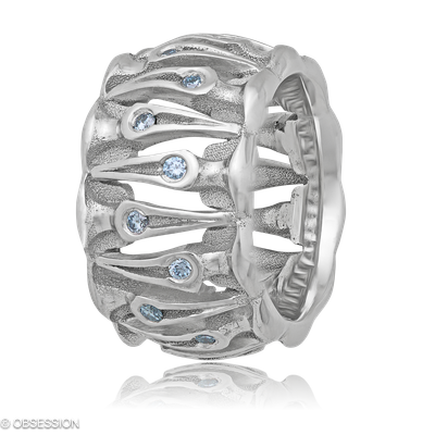 Gremlin Schmuckring in Weissgold, mit einer Ringbreite von 14mm und einer Ringgrösse von 52