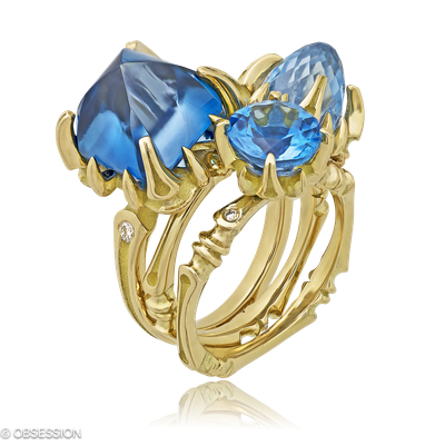 Gremlin Cocktailring in Gelbgold, mit einer Ringbreite von mm und einer Ringgrösse von 52