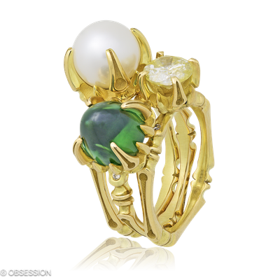 Gremlin-Baby Cocktailring in Gelbgold, mit einer Ringbreite von mm und einer Ringgrösse von 52