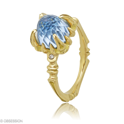 Cocktailring Gremlin-Baby in Gelbgold mit 2 Brillant H si