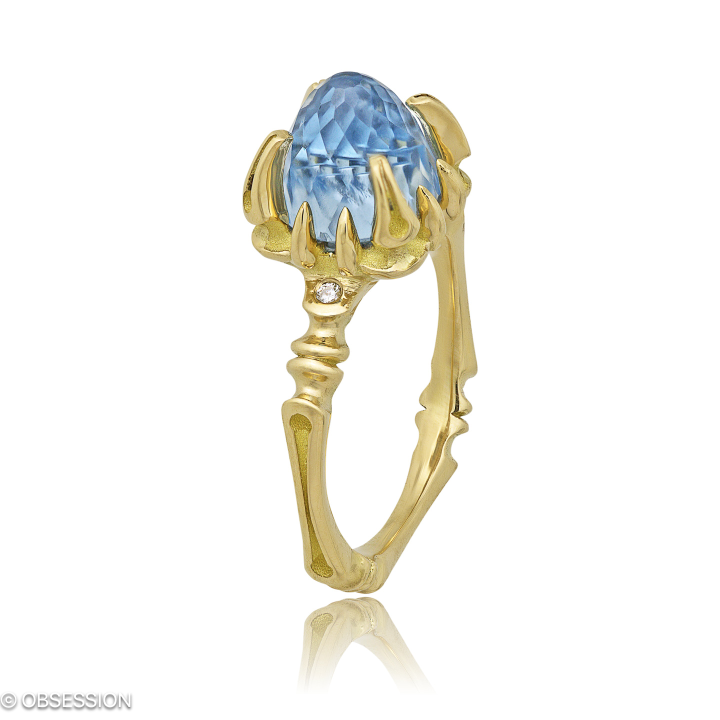 Gremlin-Baby Cocktailring in Gelbgold, mit einer Ringbreite von mm und einer Ringgrösse von 52