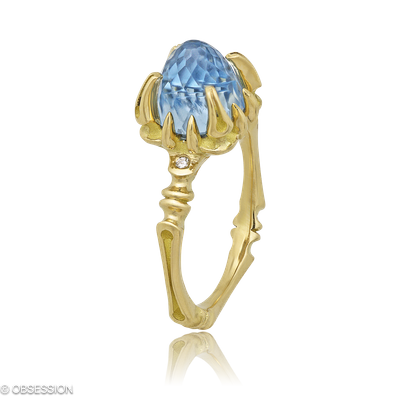 Gremlin-Baby Cocktailring in Gelbgold, mit einer Ringbreite von mm und einer Ringgrösse von 52