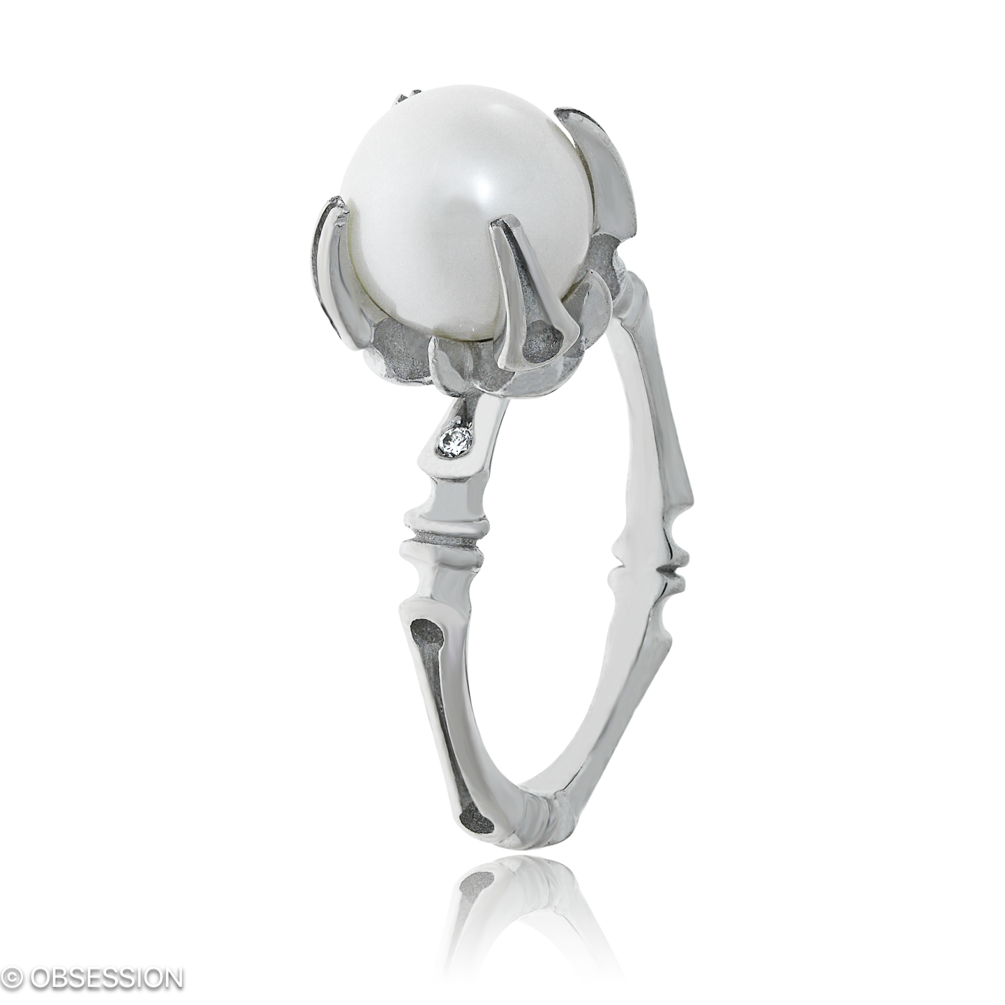 Gremlin-Baby Cocktailring in Weissgold, mit einer Ringbreite von mm und einer Ringgrösse von 52