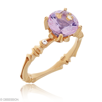 Solitärring Gremlin-Baby in Rotgold mit 2 Brillant H si