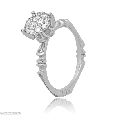 Solitärring Gremlin-Baby in Weissgold mit 17 Brillant FG, vs1-vs2