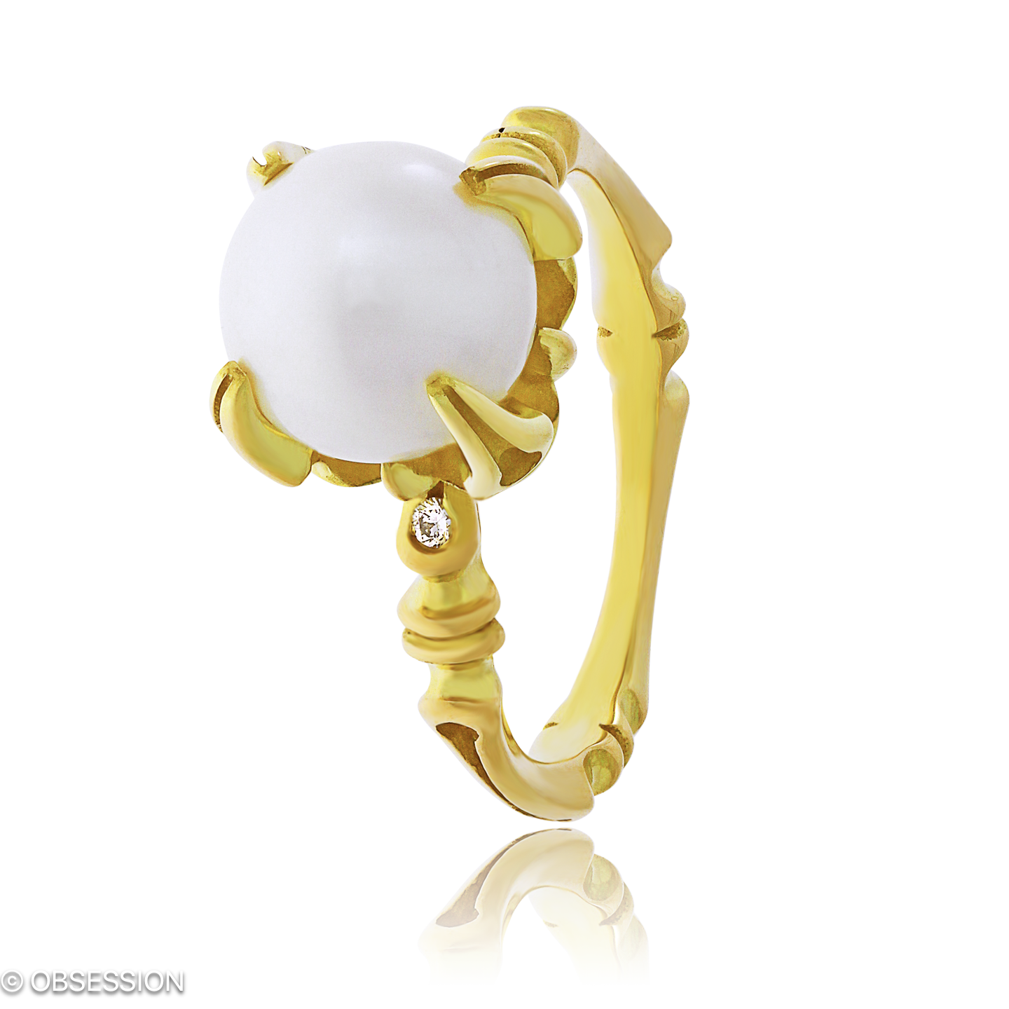 Gremlin-Baby Cocktailring in Gelbgold, mit einer Ringbreite von mm und einer Ringgrösse von 52