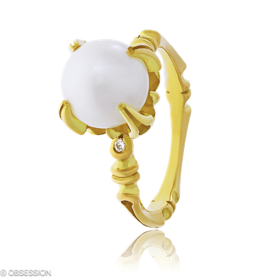 Gremlin-Baby Cocktailring in Gelbgold, mit einer Ringbreite von mm und einer Ringgrösse von 52