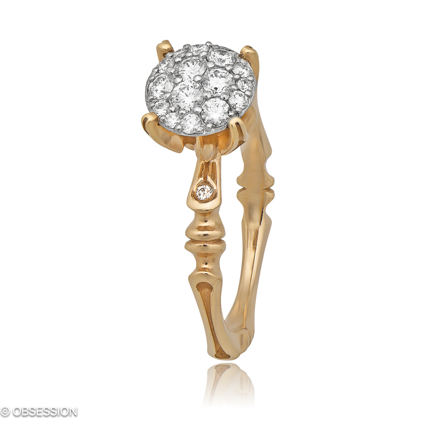 Gremlin-Baby Cocktailring in Rotgold und Weissgold, mit einer Ringbreite von mm und einer Ringgröss…