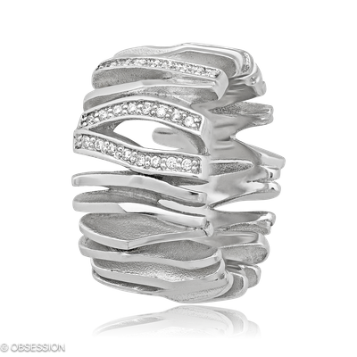 Himalaja Schmuckring in Weissgold, mit einer Ringbreite von 13mm und einer Ringgrösse von 52