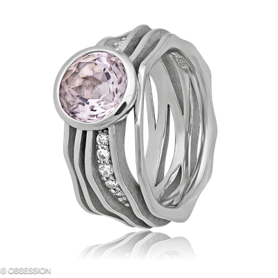 Schmuckring Himalaja in Weissgold mit 10 Brillant FG, vs1-vs2