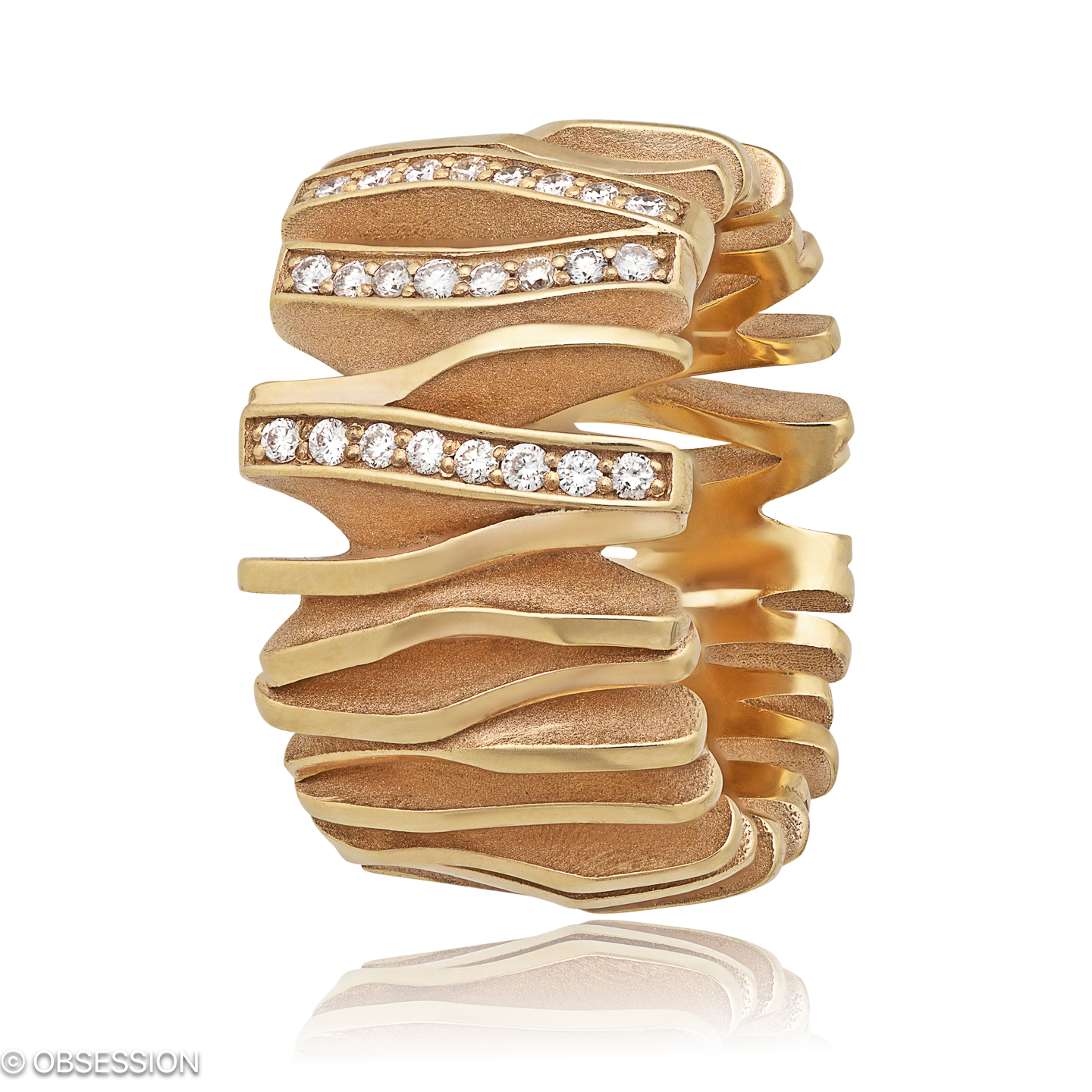 Himalaja Schmuckring in Rotgold, mit einer Ringbreite von 13mm und einer Ringgrösse von 52