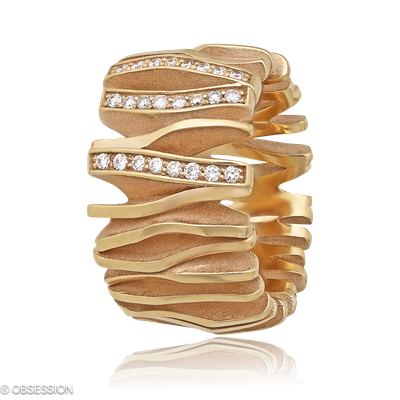 Himalaja Schmuckring in Rotgold, mit einer Ringbreite von 13mm und einer Ringgrösse von 52