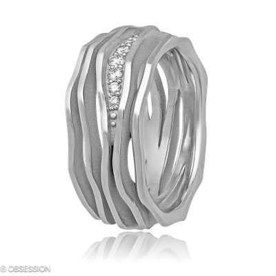 Schmuckring Himalaja in Weissgold mit 7 Brillant FG, vs1-vs2