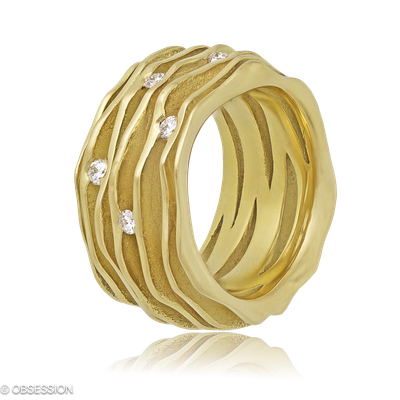 Schmuckring Himalaja in Gelbgold mit 5 Brillant FG, vs1-vs2