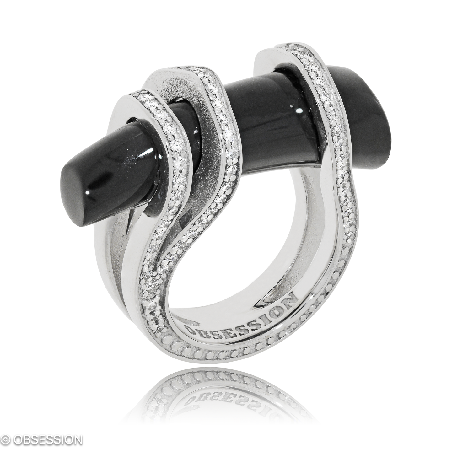 Himalaja Skulpturring in Weissgold, mit einer Ringbreite von 14mm und einer Ringgrösse von 52