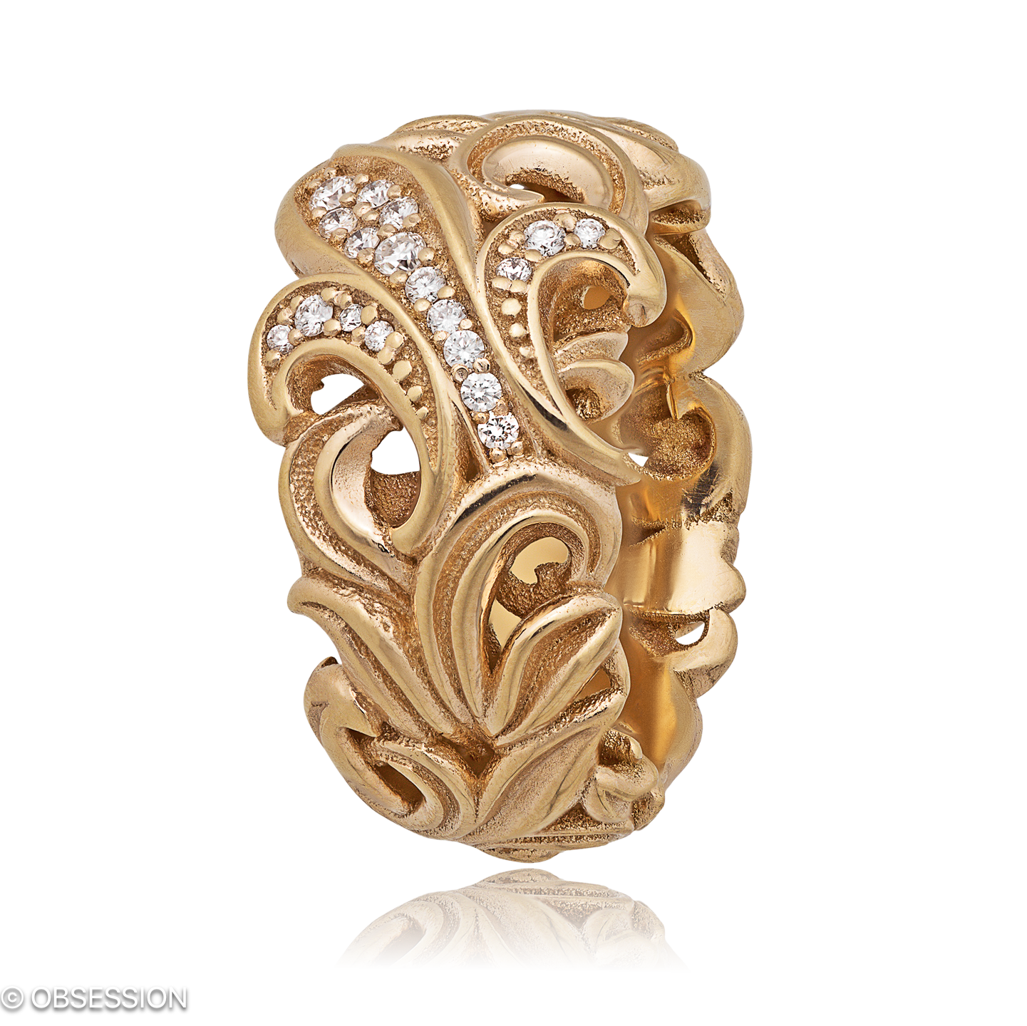 Lilly Rose Schmuckring in Rotgold, mit einer Ringbreite von 11mm und einer Ringgrösse von 52