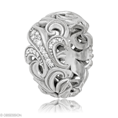 Schmuckring Lilly Rose in Weissgold mit 18 Brillant FG, vs1-vs2