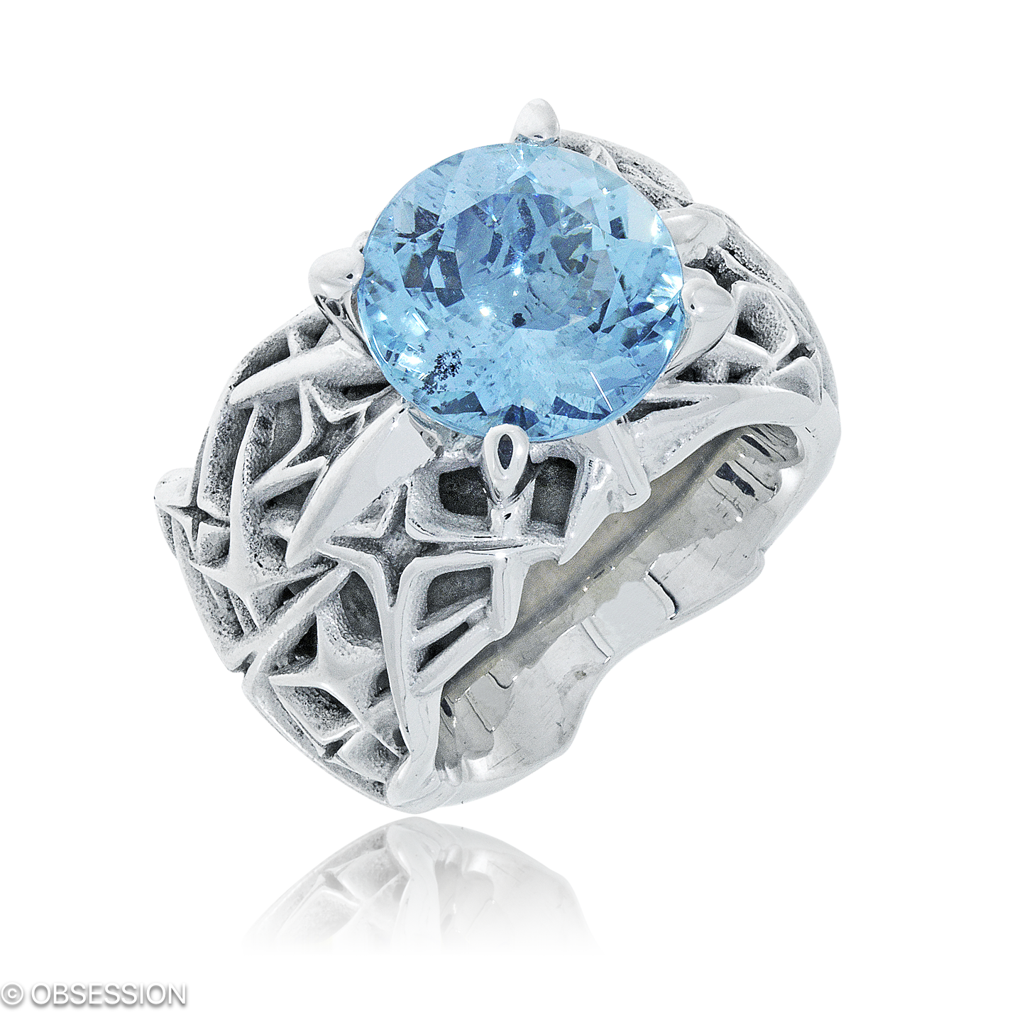 Milchstrasse Schmuckring in Weissgold, mit einer Ringbreite von 13.5mm und einer Ringgrösse von 52