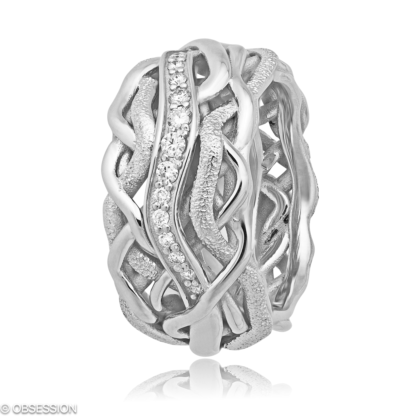 Unendliche Geschichte Schmuckring in Weissgold, mit einer Ringbreite von 12mm und einer Ringgrösse …