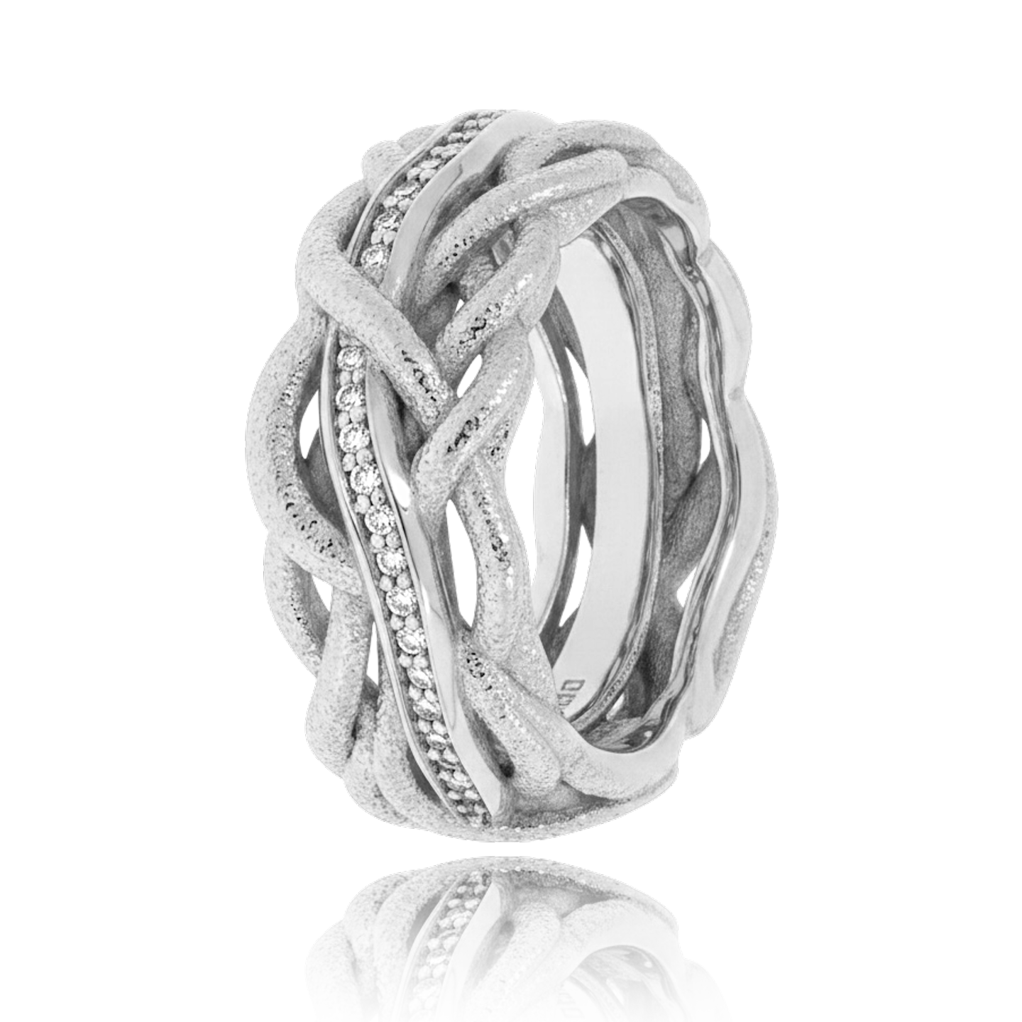 Unendliche Geschichte Partnerring in Weissgold, mit einer Ringbreite von 9mm und einer Ringgrösse v…