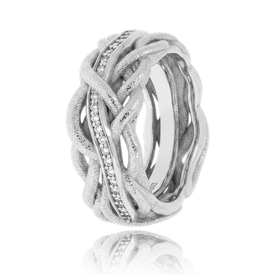 Unendliche Geschichte Partnerring in Weissgold, mit einer Ringbreite von 9mm und einer Ringgrösse v…