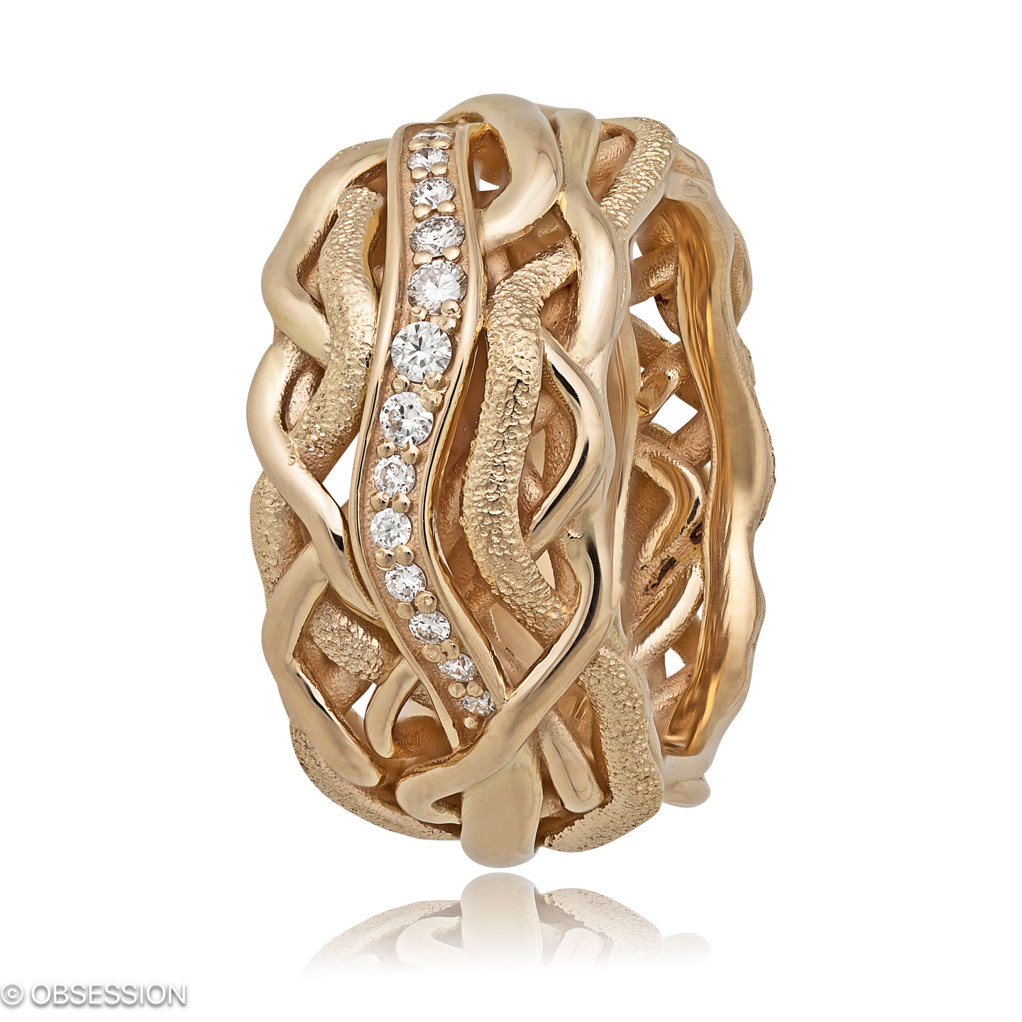 Unendliche Geschichte Schmuckring in Rotgold, mit einer Ringbreite von 12mm und einer Ringgrösse vo…