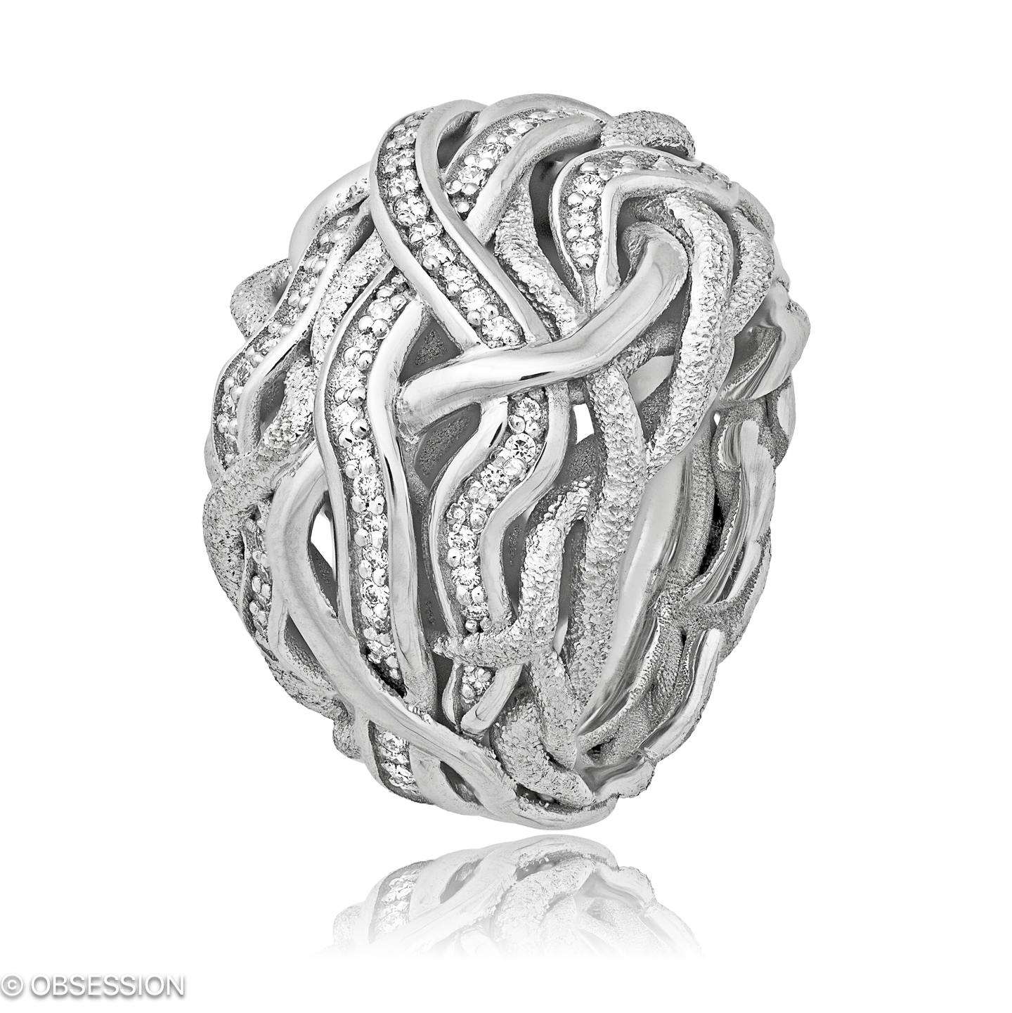 Unendliche Geschichte Cocktailring in Weissgold, mit einer Ringbreite von 19mm und einer Ringgrösse…