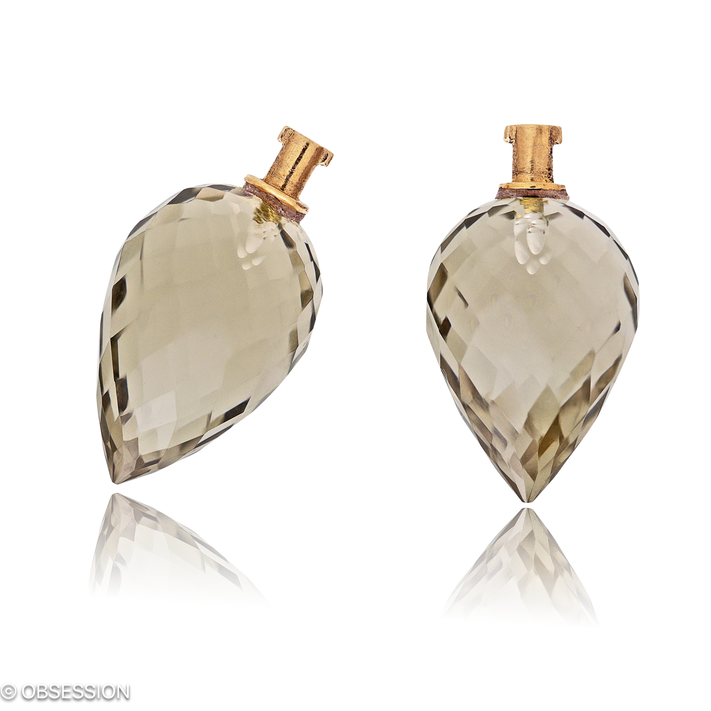 Ohrschmuck, Edelsteineinhänger mit Rauchquarz