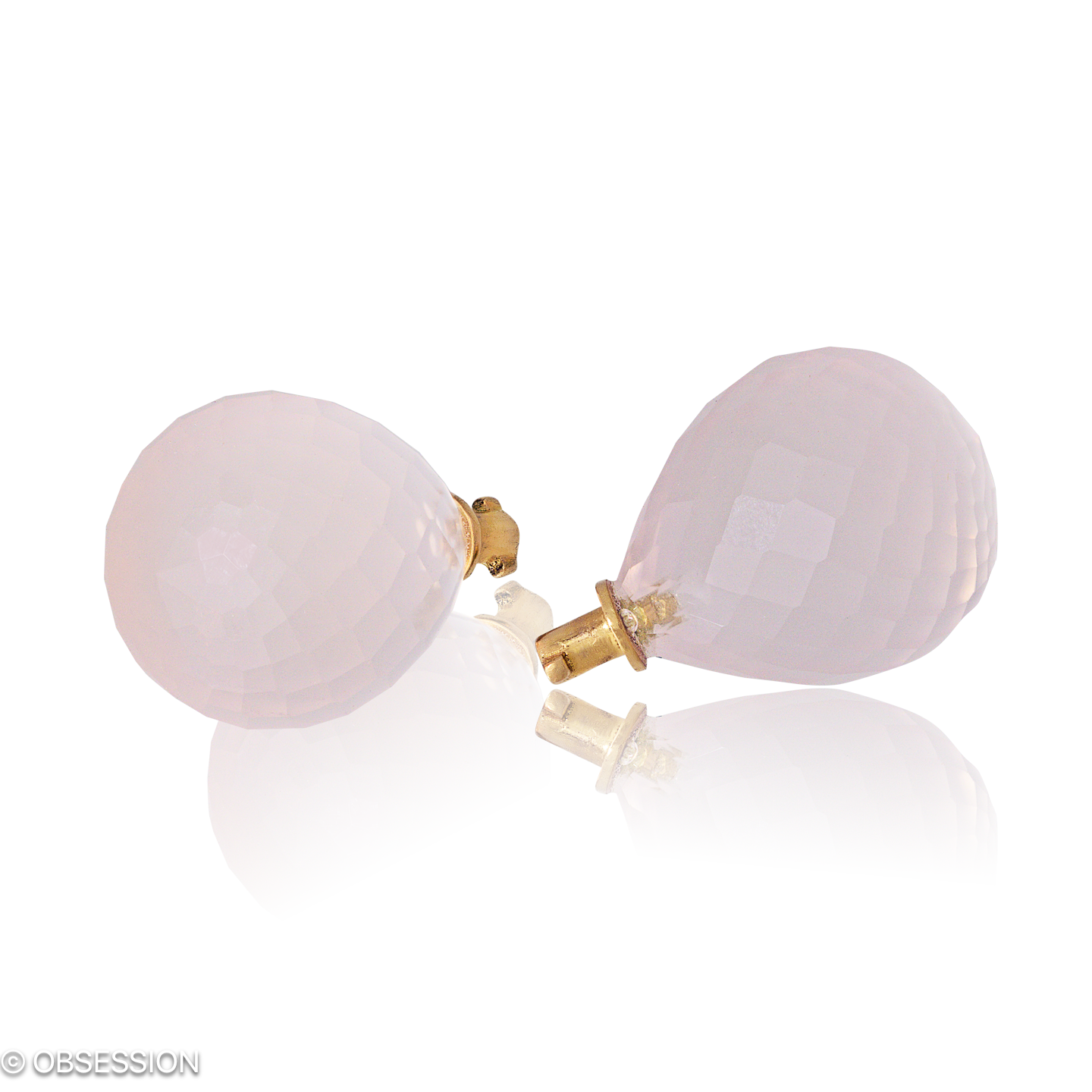 Ohrschmuck, Edelsteineinhänger mit Rosenquarz