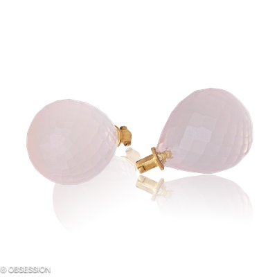 Ohrschmuck, Edelsteineinhänger mit Rosenquarz