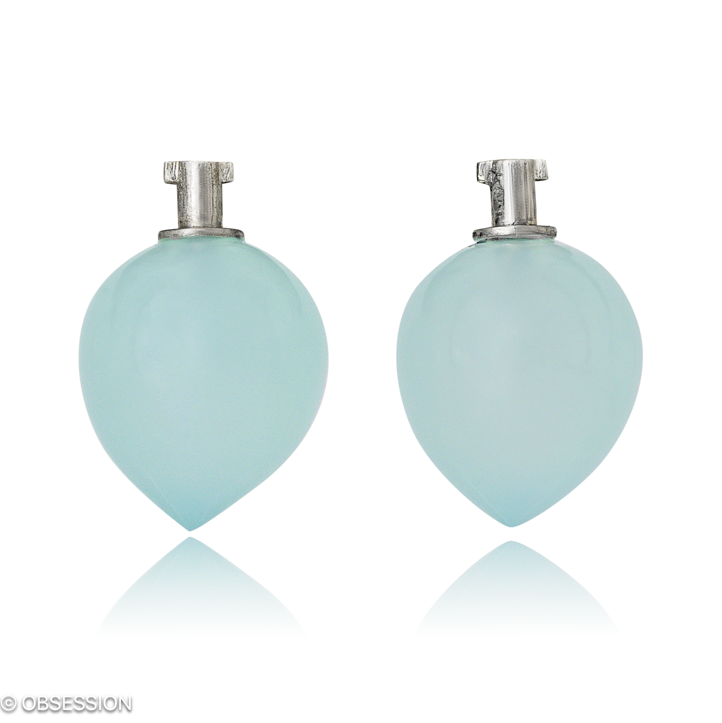 Ohrschmuck, Edelsteineinhänger mit Chalcedon