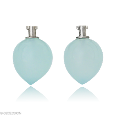 Ohrschmuck, Edelsteineinhänger mit Chalcedon
