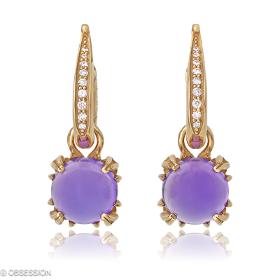 Ohrhänger Gremlin in Rotgold und einem Amethyst