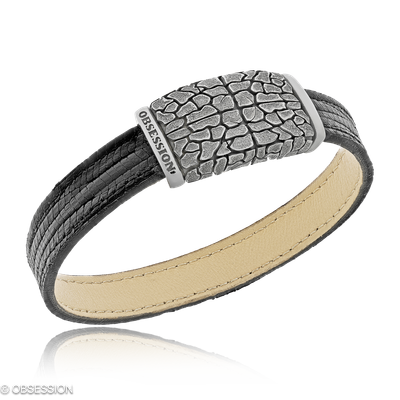 Sahara Lederarmband in Silber, mit einer Breite von 3mm, geeignet für einen Armumfang von 195mm.