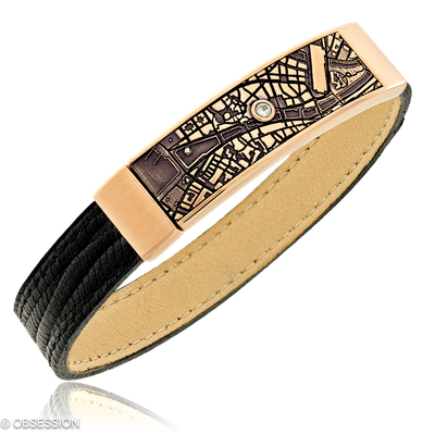 Schatzkarte Lederarmband in Rotgold, mit einer Breite von 3mm, geeignet für einen Armumfang von 185…