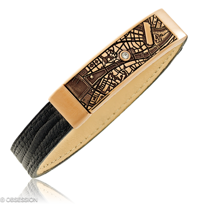 Lederarmband, Schatzkarte mit Brillant