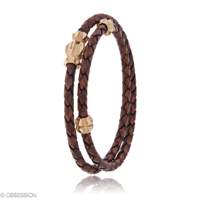 Gremlin Lederarmband in Rotgold, mit einer Breite von 4mm, geeignet für einen Armumfang von 195mm.