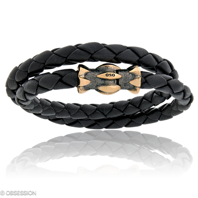 Gremlin Lederarmband in Rotgold, mit einer Breite von 7mm, geeignet für einen Armumfang von 185mm.